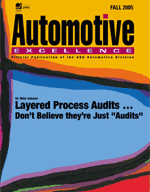 Layered Process Audit article originally appearing in the Fall 2005 issue of Automotive Excellence. Written by Murray Sittsamer, President of The Luminous Group. The article is in PDF format.